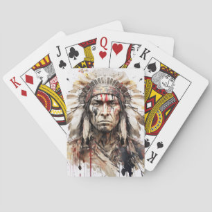 Native American Indian Portrait Warrior Painting Playing Cards