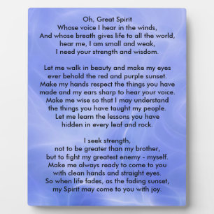 Native American Indian Prayer Plaque