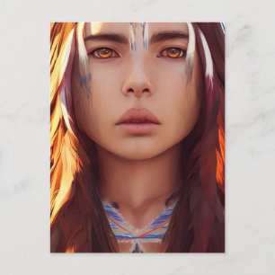 NATIVE AMERICAN INDIAN PRETTY YOUNG WOMAN POSTCARD