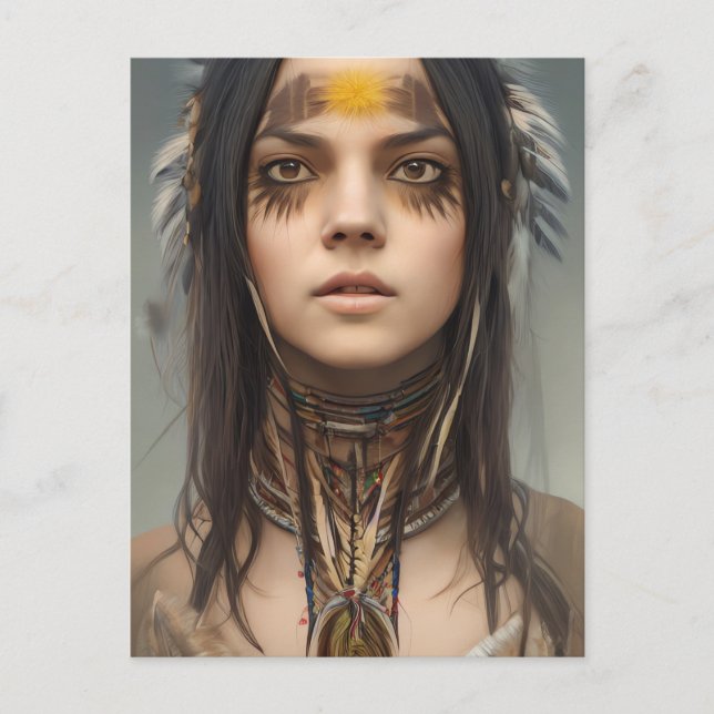 NATIVE AMERICAN INDIAN PRETTY YOUNG WOMAN POSTCARD (Front)