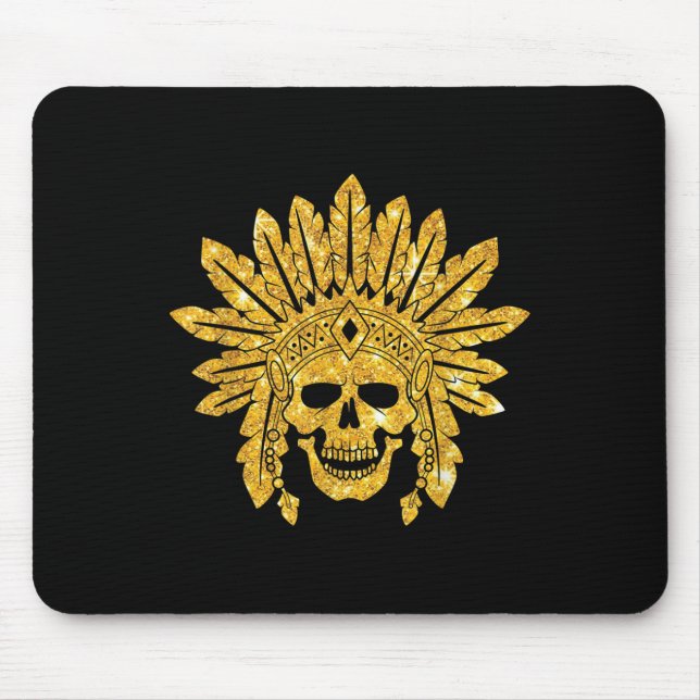 Native American - Indian - Skull - Authentic - War Mouse Mat (Front)