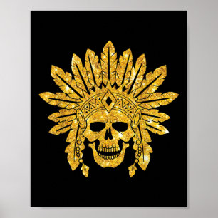 Native American - Indian - Skull - Authentic - War Poster