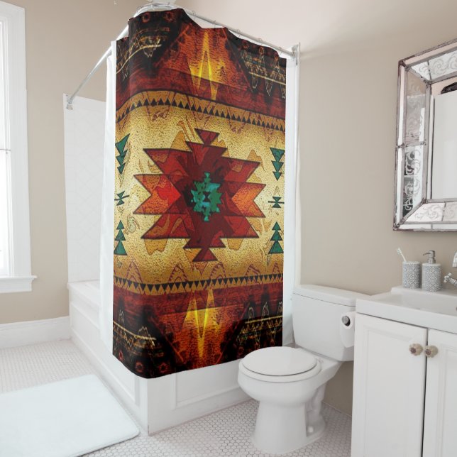 Native American Indian Southwest Pattern Shower Curtain (In Situ)