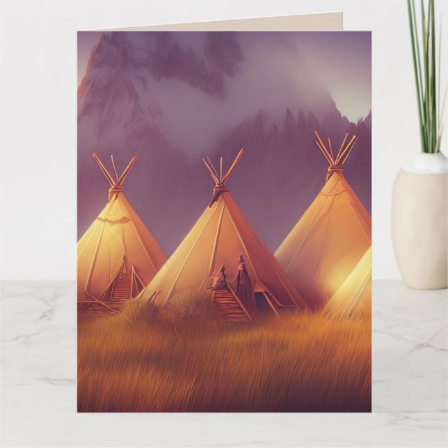 NATIVE AMERICAN INDIAN TEEPEES ART Greeting Card (Front)