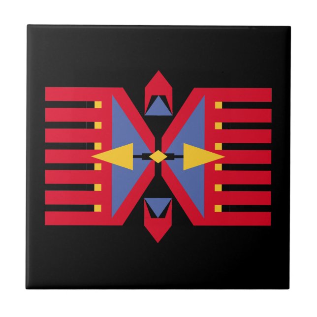 native american indian traditional textile motif s tile (Front)