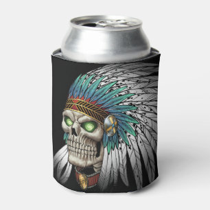 Native American Indian Tribal Gothic Skull Can Cooler