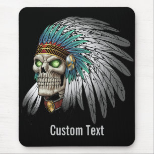 Native American Indian Tribal Gothic Skull Mouse Mat