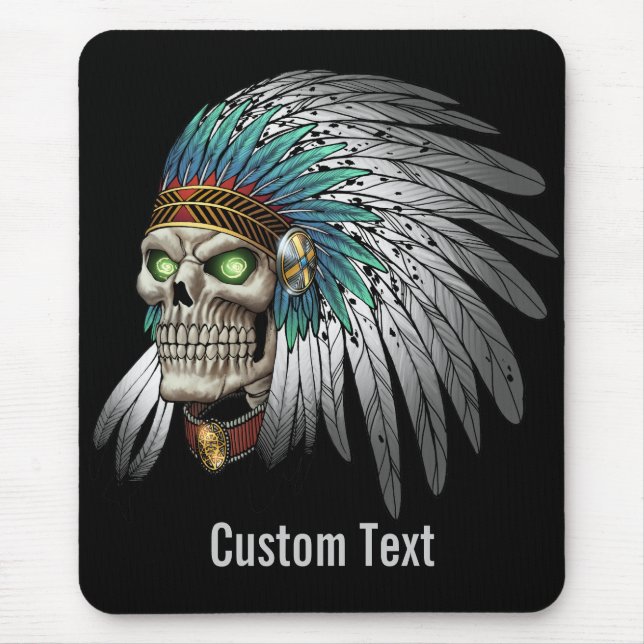 Native American Indian Tribal Gothic Skull Mouse Mat (Front)