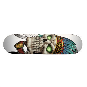 Native American Indian Tribal Gothic Skull Skateboard