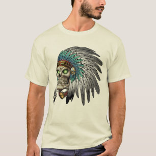 Native American Indian Tribal Gothic Skull T-Shirt