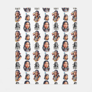 Native American Indian Tribe Pattern Design Fleece Blanket