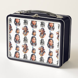 Native American Indian Tribe Pattern Design Metal Lunch Box