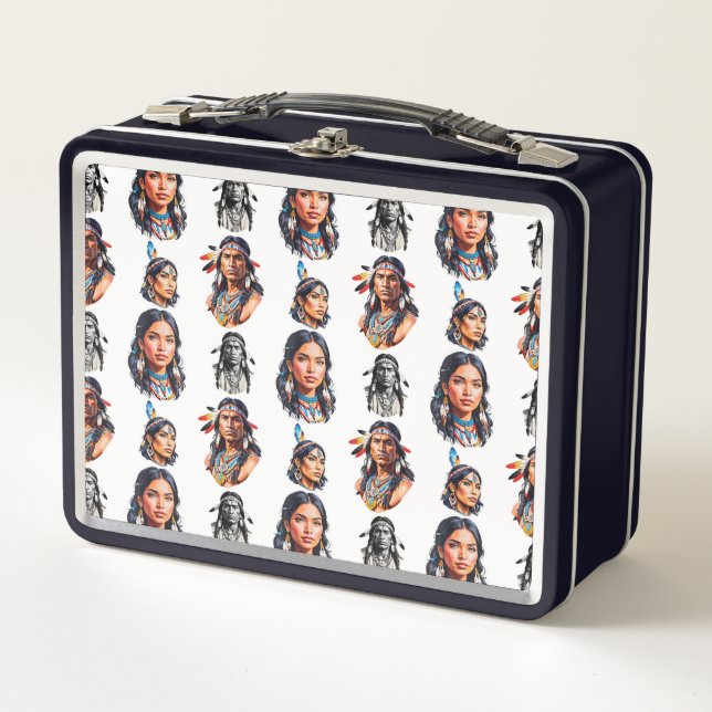 Native American Indian Tribe Pattern Design  Metal Lunch Box (Front)