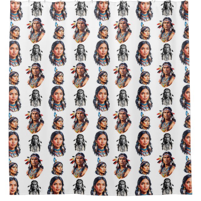 Native American Indian Tribe Pattern Design  Shower Curtain (Front)