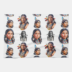 Native American Indian Tribe Pattern Design Tea Towel