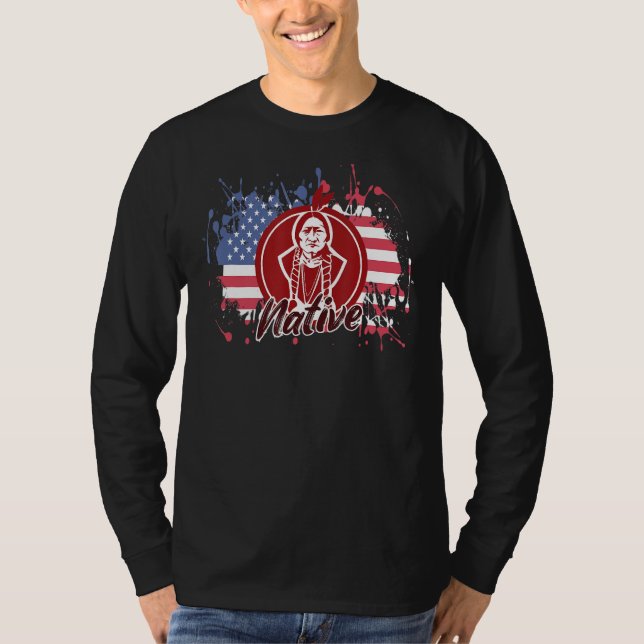 Native American Indian Tribe - Usa Flag Pride T-Shirt (Front)