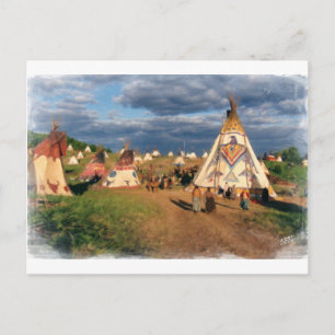 Native American Indian Village Postcard