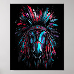 Native American Indian War Bonnet Horse Gift  Poster