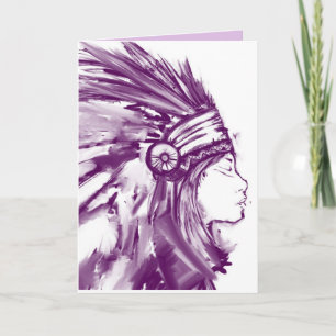 NATIVE AMERICAN INDIAN WOMAN ART BIRTHDAY CARD