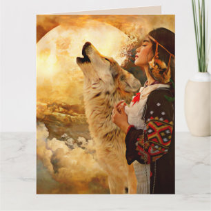 NATIVE AMERICAN INDIAN WOMAN BIRTHDAY CARD