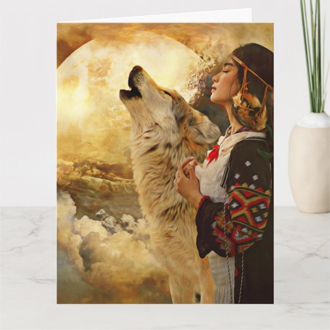 NATIVE AMERICAN INDIAN WOMAN BLANK CARD (Front)