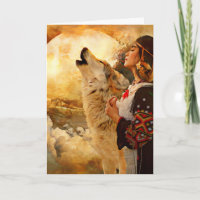 NATIVE AMERICAN INDIAN WOMAN BLANK GREETING CARD