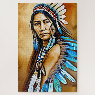 Native American Indian Woman Shaman  Jigsaw Puzzle