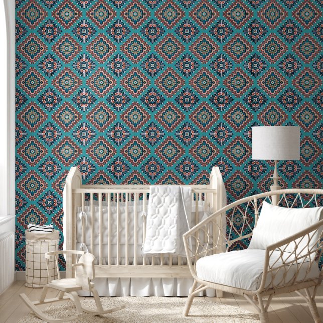 Native American Indians Navajo Mosaic Pattern Wallpaper (Kids)