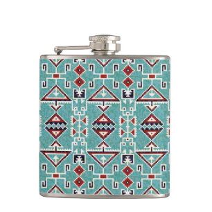 Native American Indians Navajo Pattern Flask