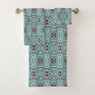 Native American Indians Navajo Pattern Medium  Bath Towel Set