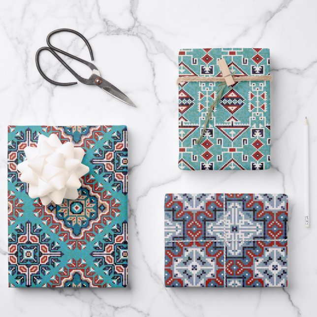 Native American Indians Navajo Patterns Wrapping Paper Sheet (Front)