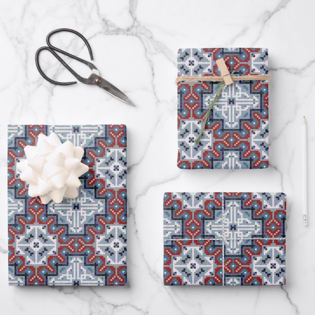 Native American Indians Pattern  Wrapping Paper Sheet (Front)