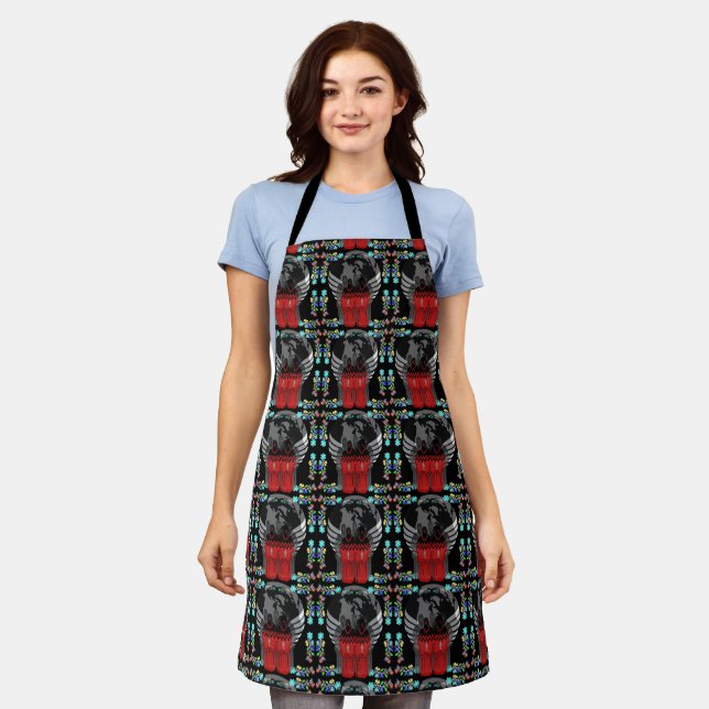 Native American Indigenous MMIW Black Pattern Apron (Worn)