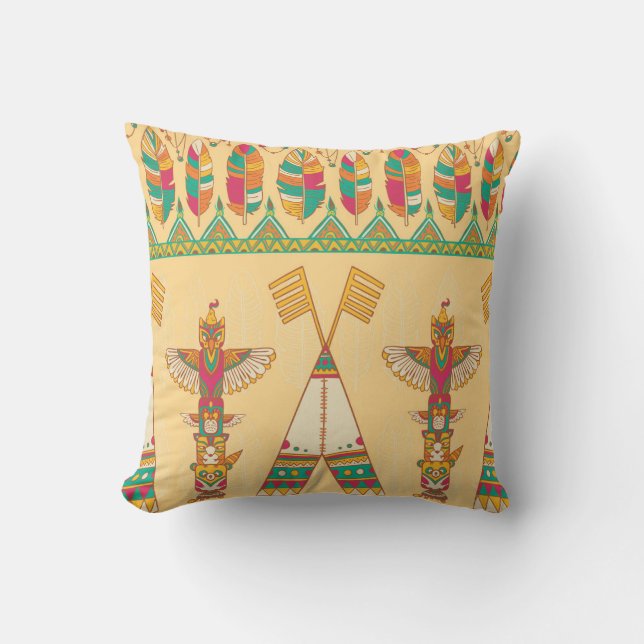 Native American Indigenous Ornamental Background. Cushion (Front)