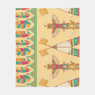 Native American Indigenous Ornamental Background. Fleece Blanket