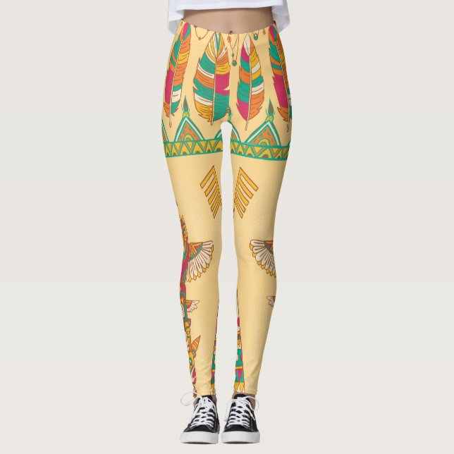 Native American Indigenous Ornamental Background. Leggings (Front)