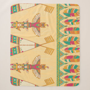 Native American Indigenous Ornamental Background. Sherpa Blanket