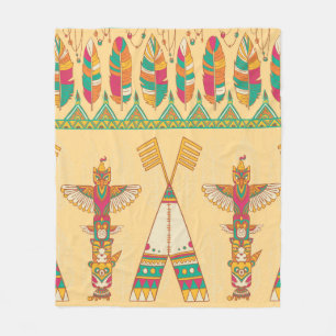 Native american indigenous ornamental seamless pat fleece blanket