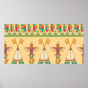 Native american indigenous ornamental seamless pat poster