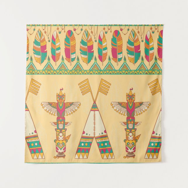 Native american indigenous ornamental seamless pat tapestry (Front)