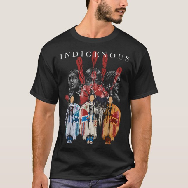 Native American Indigenous Red Hand Indian Blood T T-Shirt (Front)