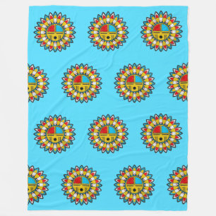 Native American KACHINA - TAWA Sun Mask 2 Fleece Blanket