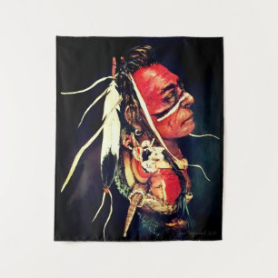 Native American "Kaw Warrior" Tapestry