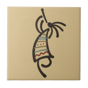 Native American Kokepelli Dancer Tan Tile