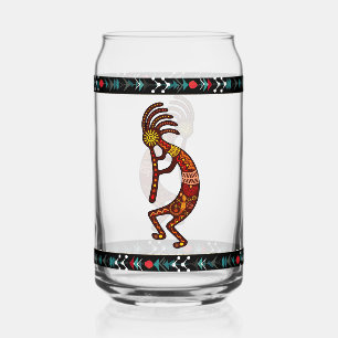Native American Kokopelli Fertility God Can Glass