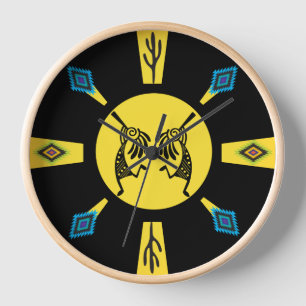 Native American Kokopelli Sun Southwestern Clock