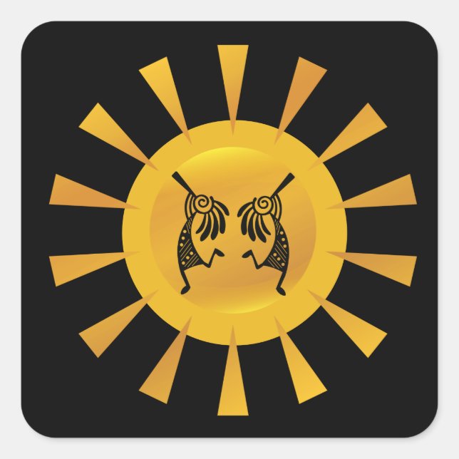 Native American Kokopelli Sun Southwestern  Square Sticker (Front)