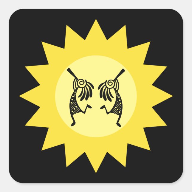 Native American Kokopelli Sun Southwestern  Square Sticker (Front)