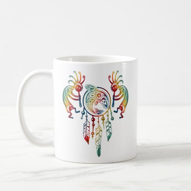Native American Kokopelli Whale Dreamcatcher 1 Coffee Mug (Left)