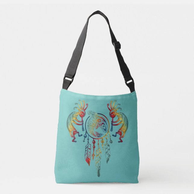 Native American Kokopelli Whale Dreamcatcher 1 Crossbody Bag (Front)